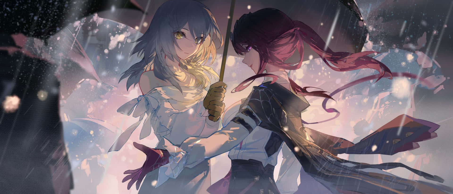 Download Anime Sword Duel Snowfall Wallpaper | Wallpapers.com