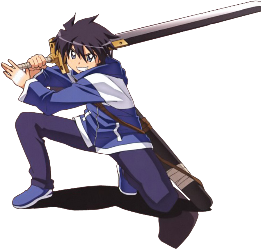 Anime Sword Fighter Action Pose PNG