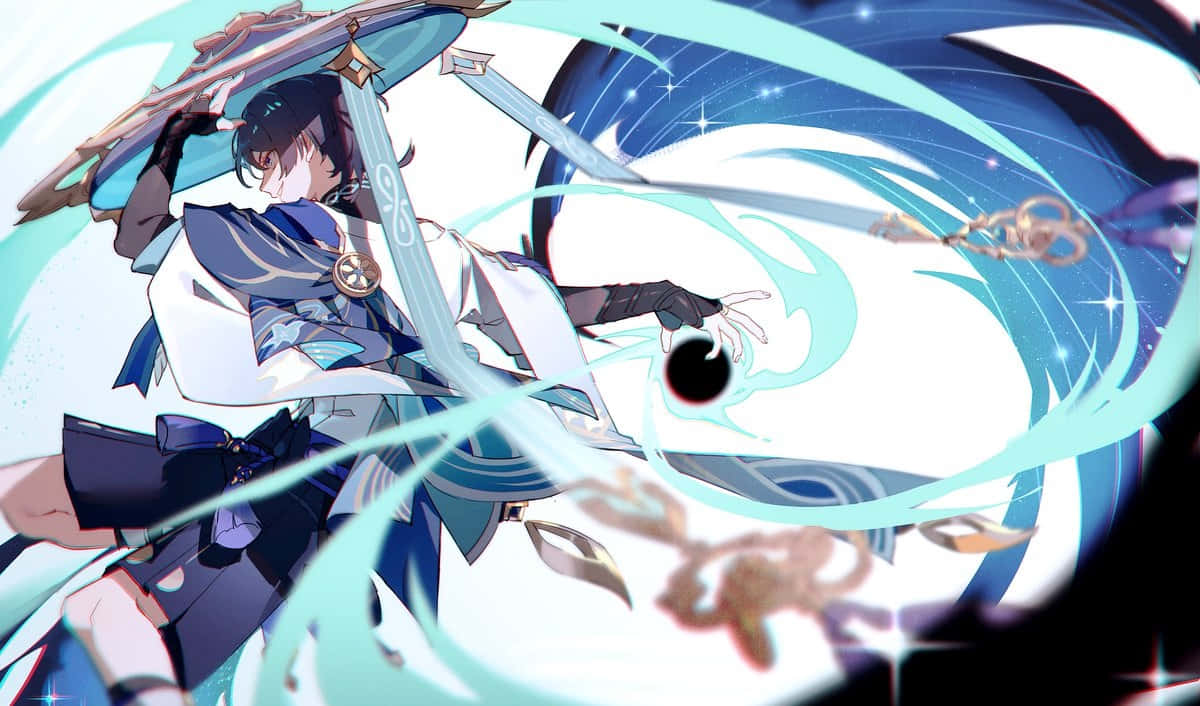 Anime Sword Wielderin Action Wallpaper