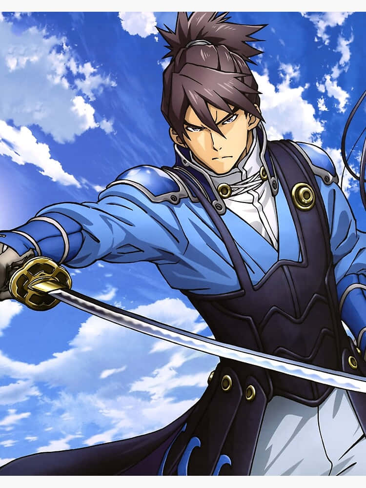 Anime Swordsman Against Blue Sky Wallpaper