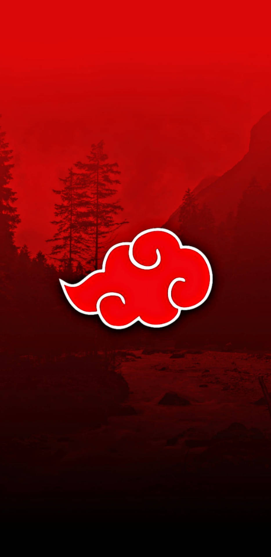 Anime Symbols Akatsuki Logo Red Aesthetic Mountains Wallpaper