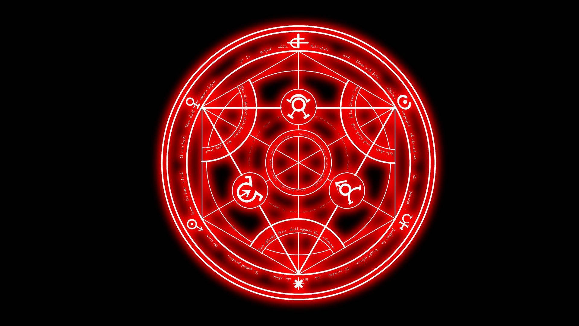 Anime Symbols Full Metal Alchemist Transmutation Circle Neon Red Wallpaper