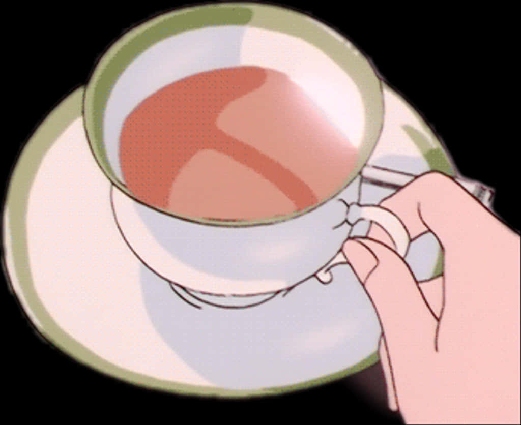 Anime Tea Cup Hand PNG