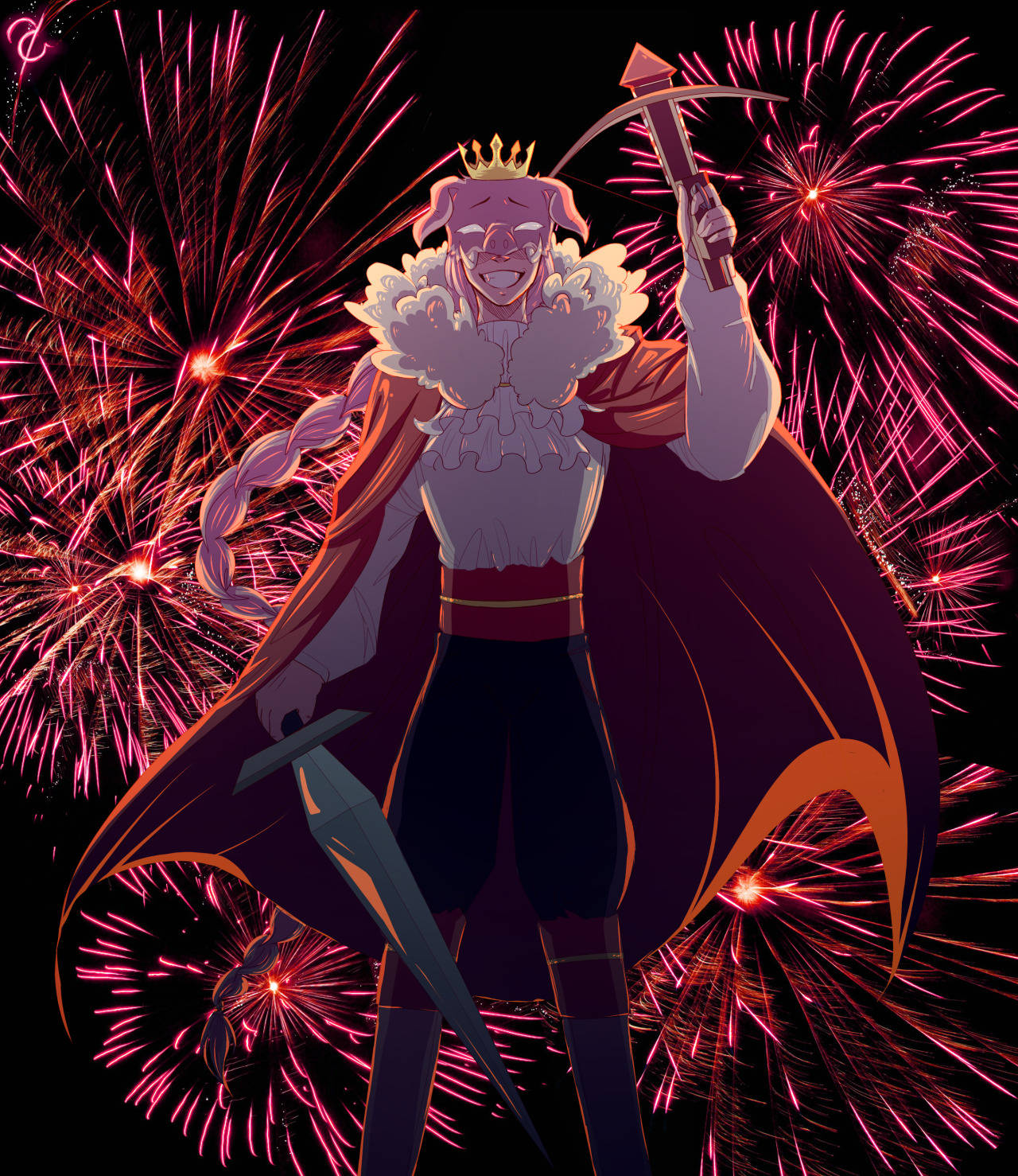 Anime Technoblade Under Fireworks