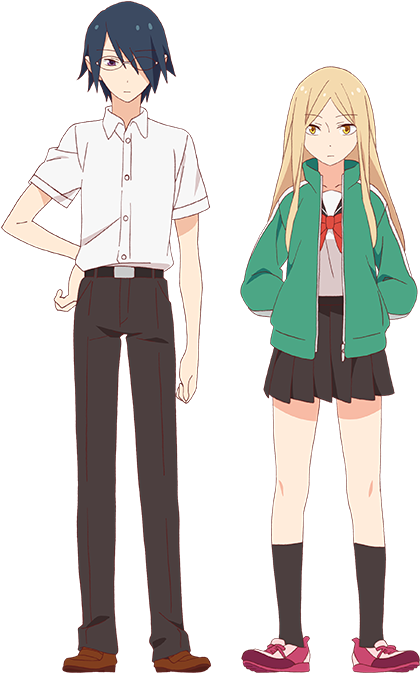 Anime Teen Couple_ Standing Side By Side PNG