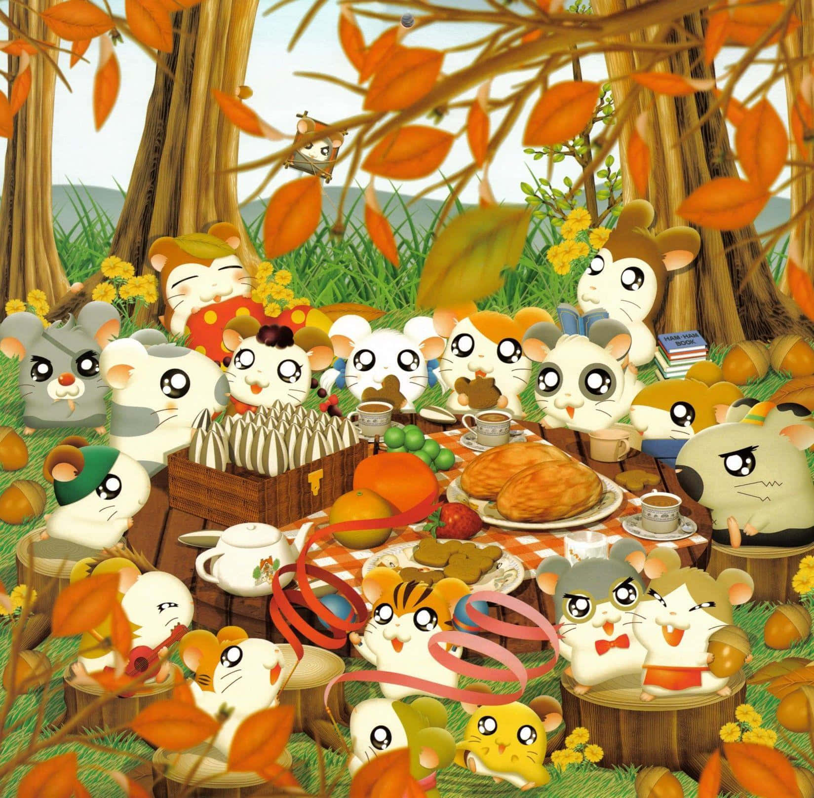 Attfira Thanksgiving Med En Anime-fest Med Thanksgiving-tema. Wallpaper
