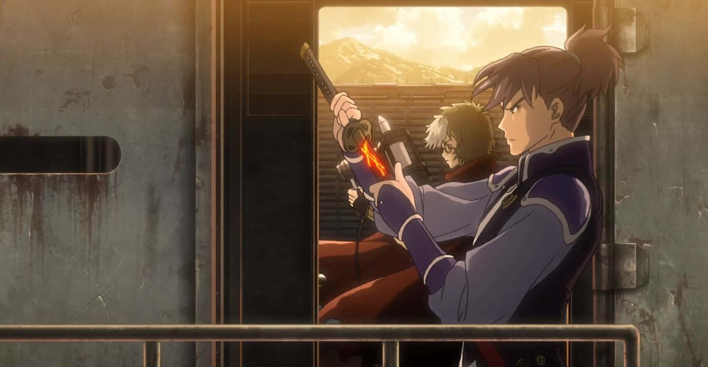 Anime Train Gunfight Scene Wallpaper