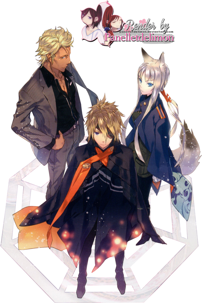 Anime Trio Fantasy Artwork PNG