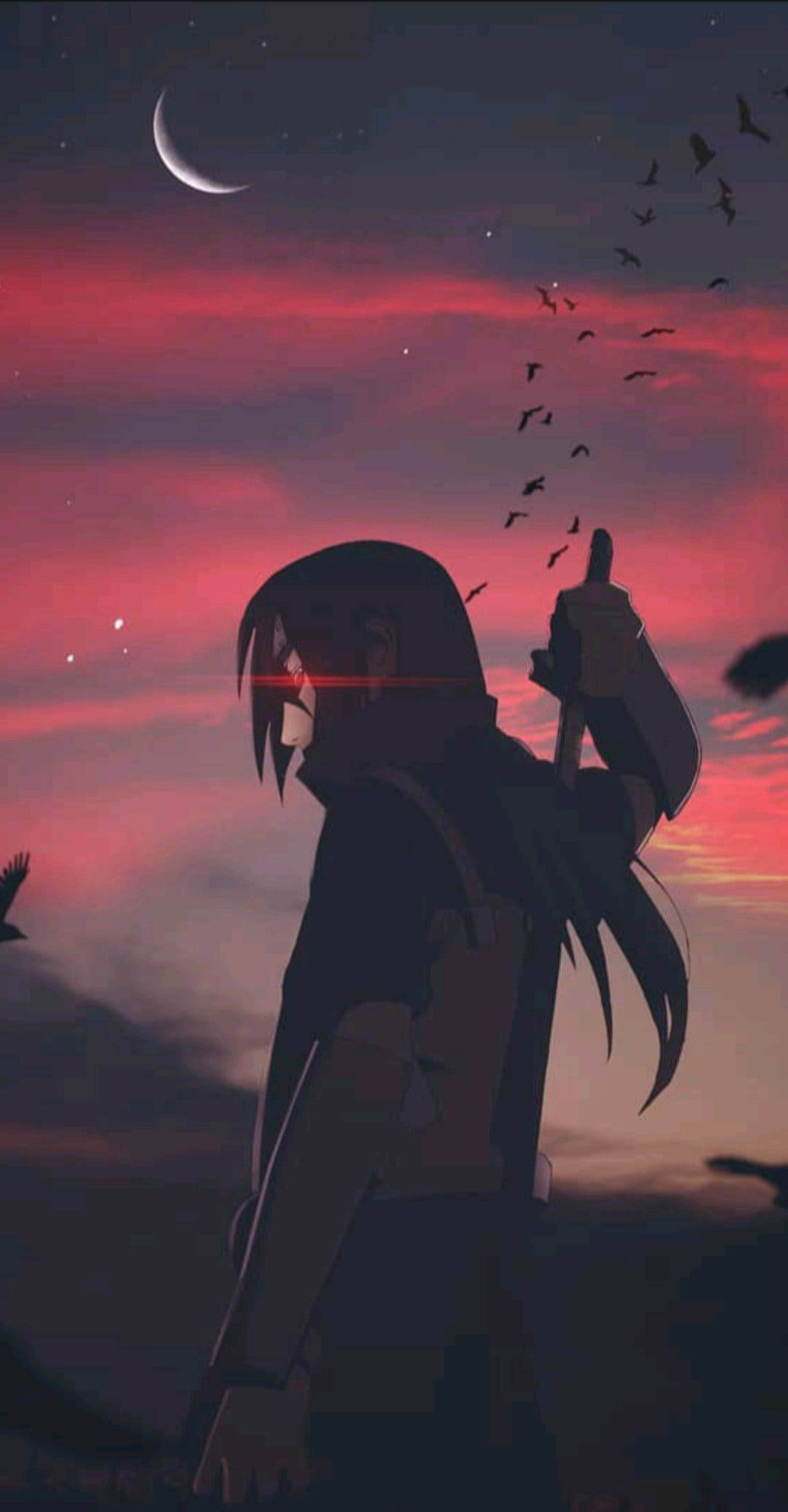 Anime Uchiha Itachi Pfp Sharingan Twilight Moon Background