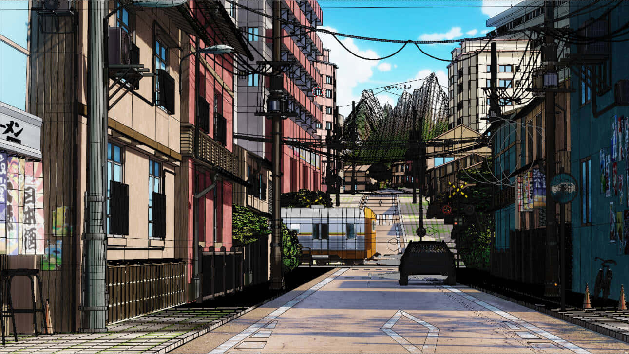 Anime Urban Street Scene Wallpaper