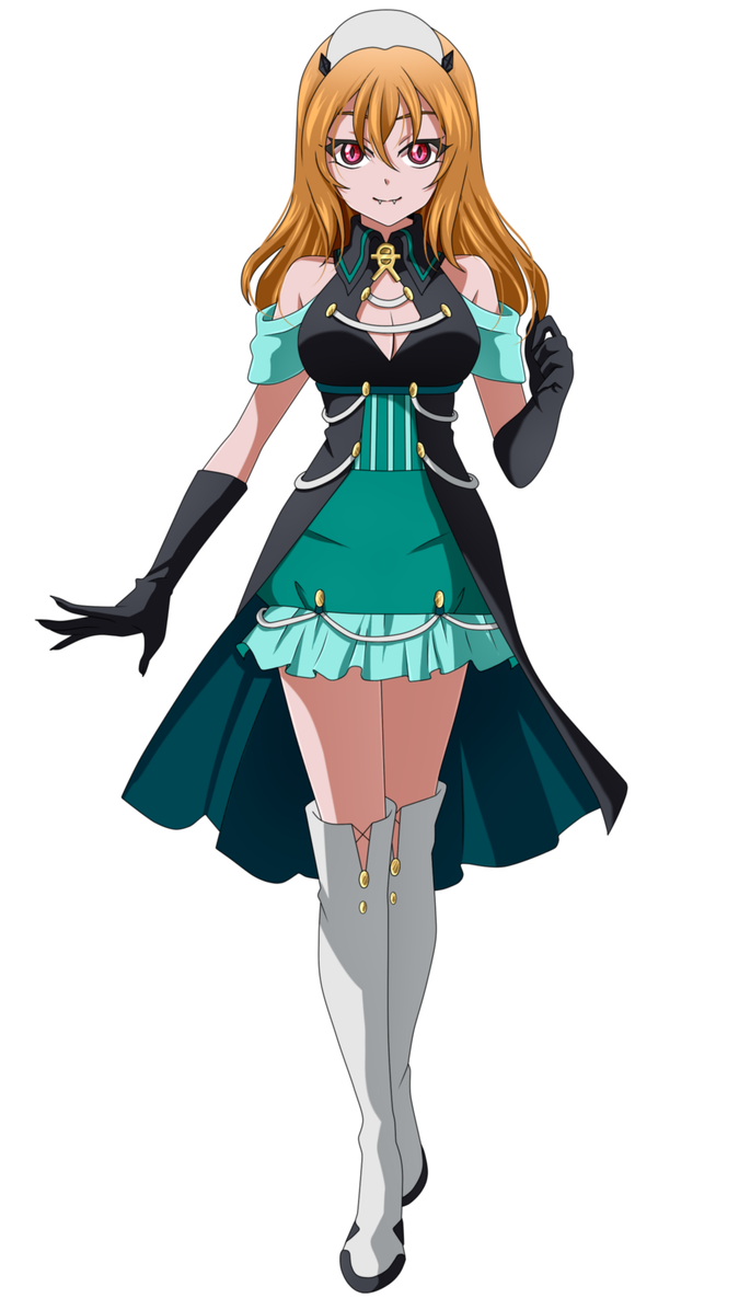 Anime Vampire Girlin Green Dress PNG