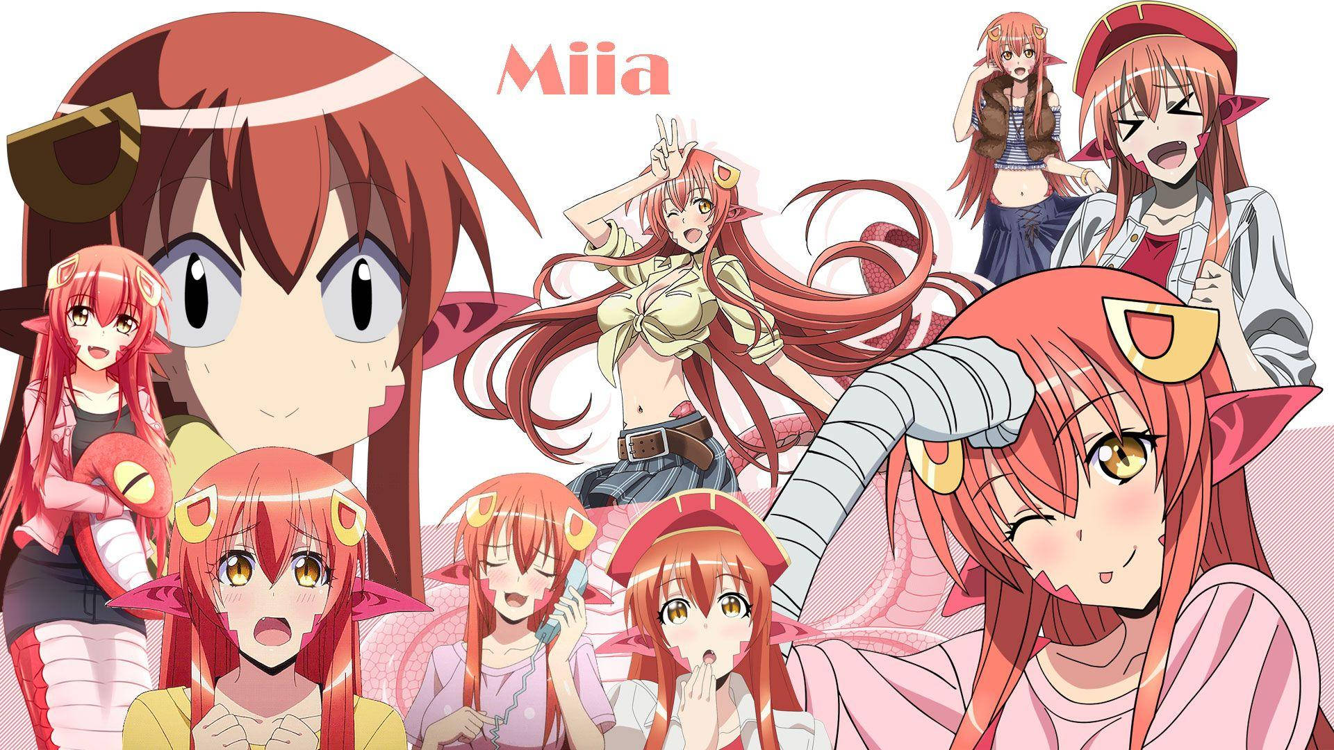Collagedi Miia, La Waifu Anime Di Monster Musume. Sfondo