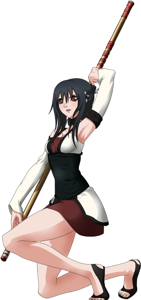 Anime Warrior Girlwith Staff PNG