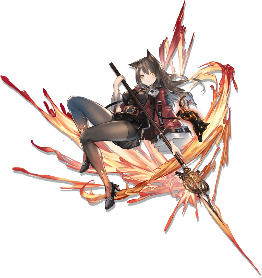 Anime Warrior Girlwith Swordand Flames PNG