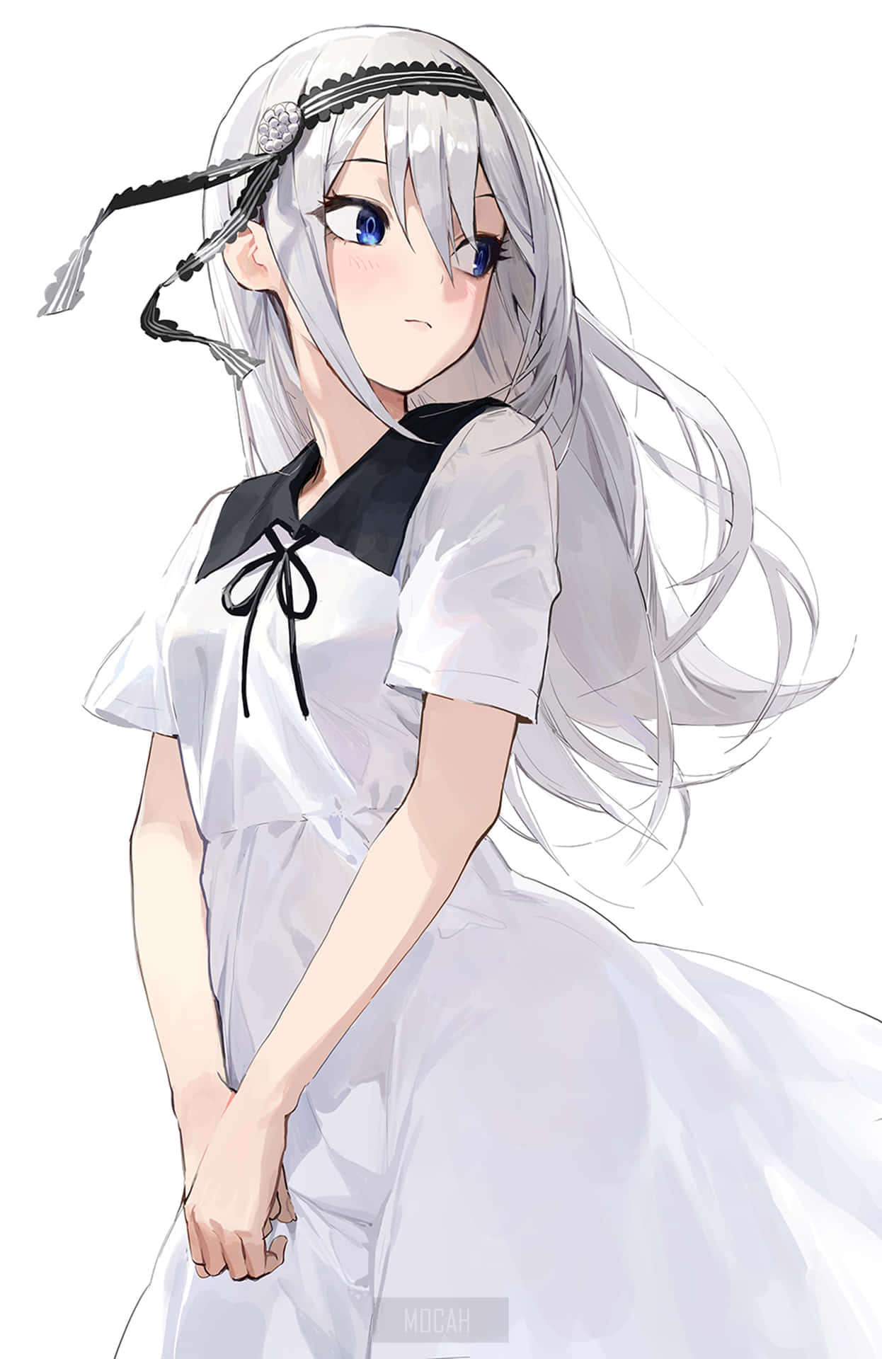 Beautiful anime girl with long white hair by zkreations on DeviantArt