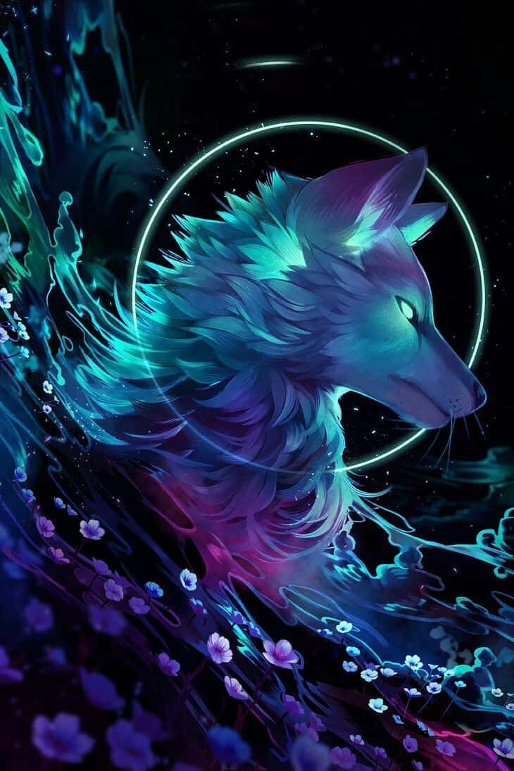 Majestic Anime Wolf Art Wallpaper