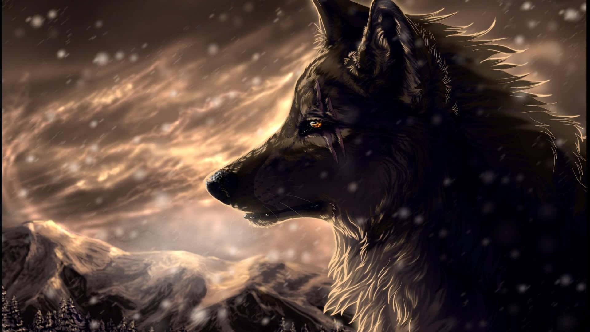 Anime Wolf Illustration Wallpaper