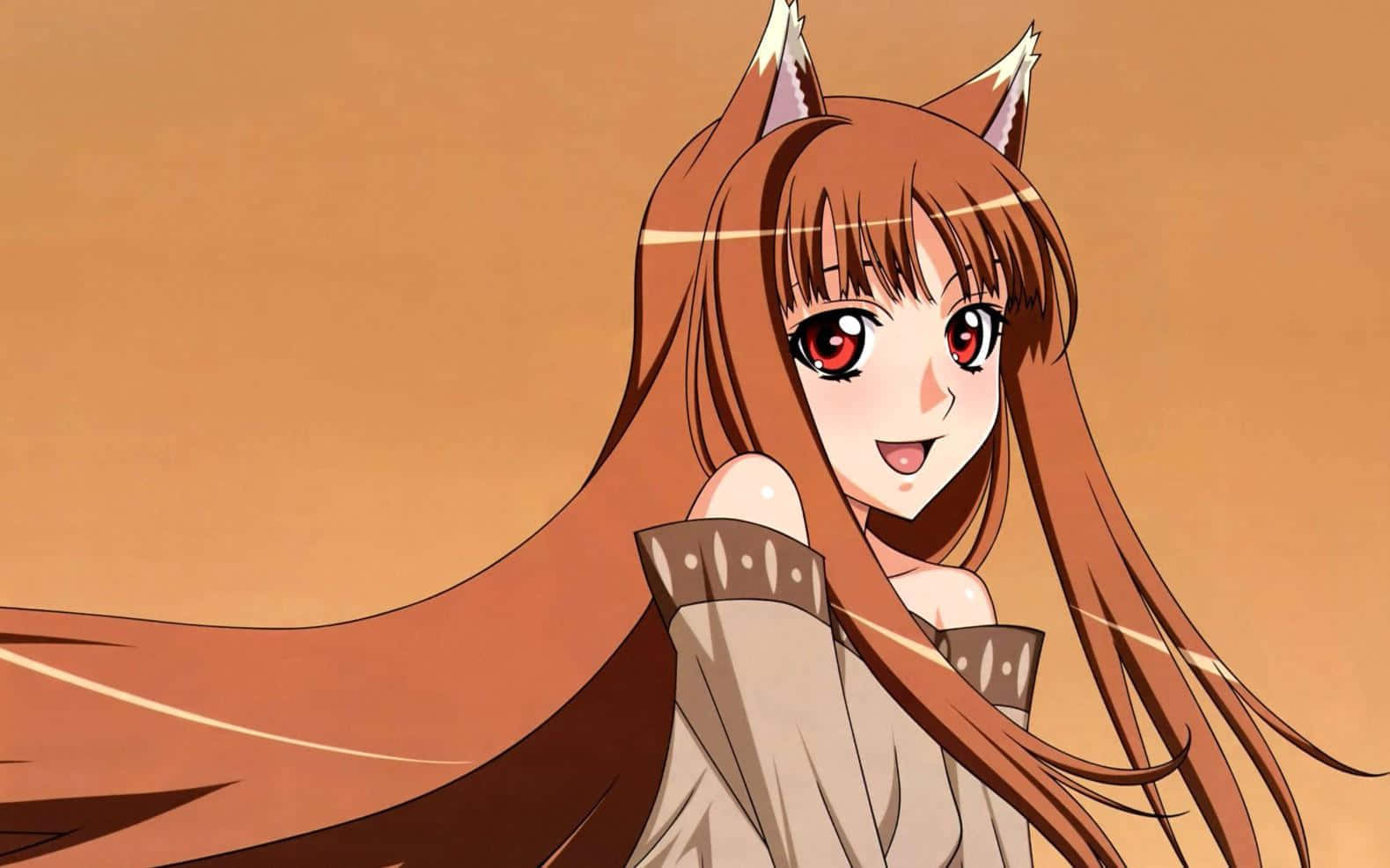 Anime Wolf Girl Cute Smile Wallpaper