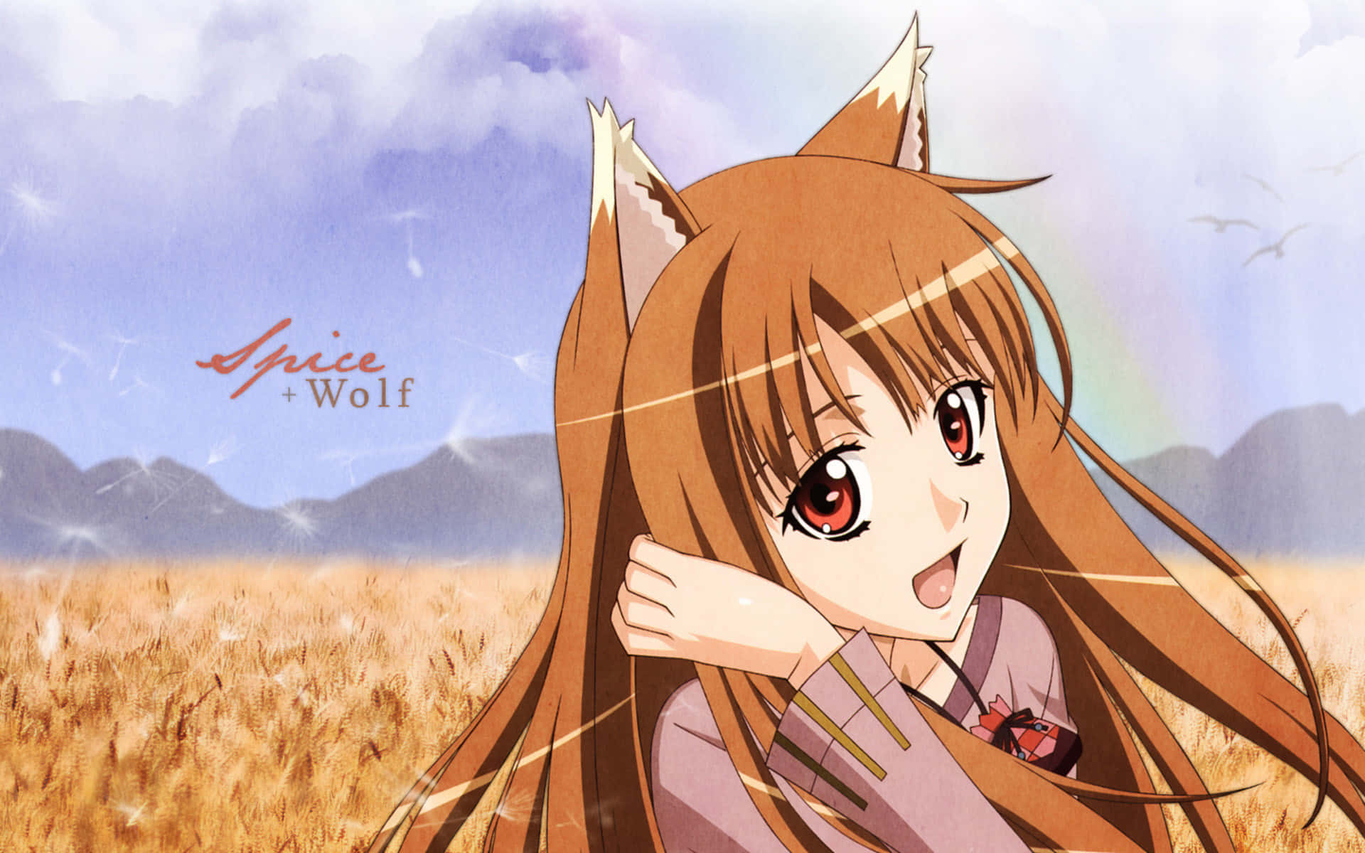 Anime Wolf Girlin Field Wallpaper