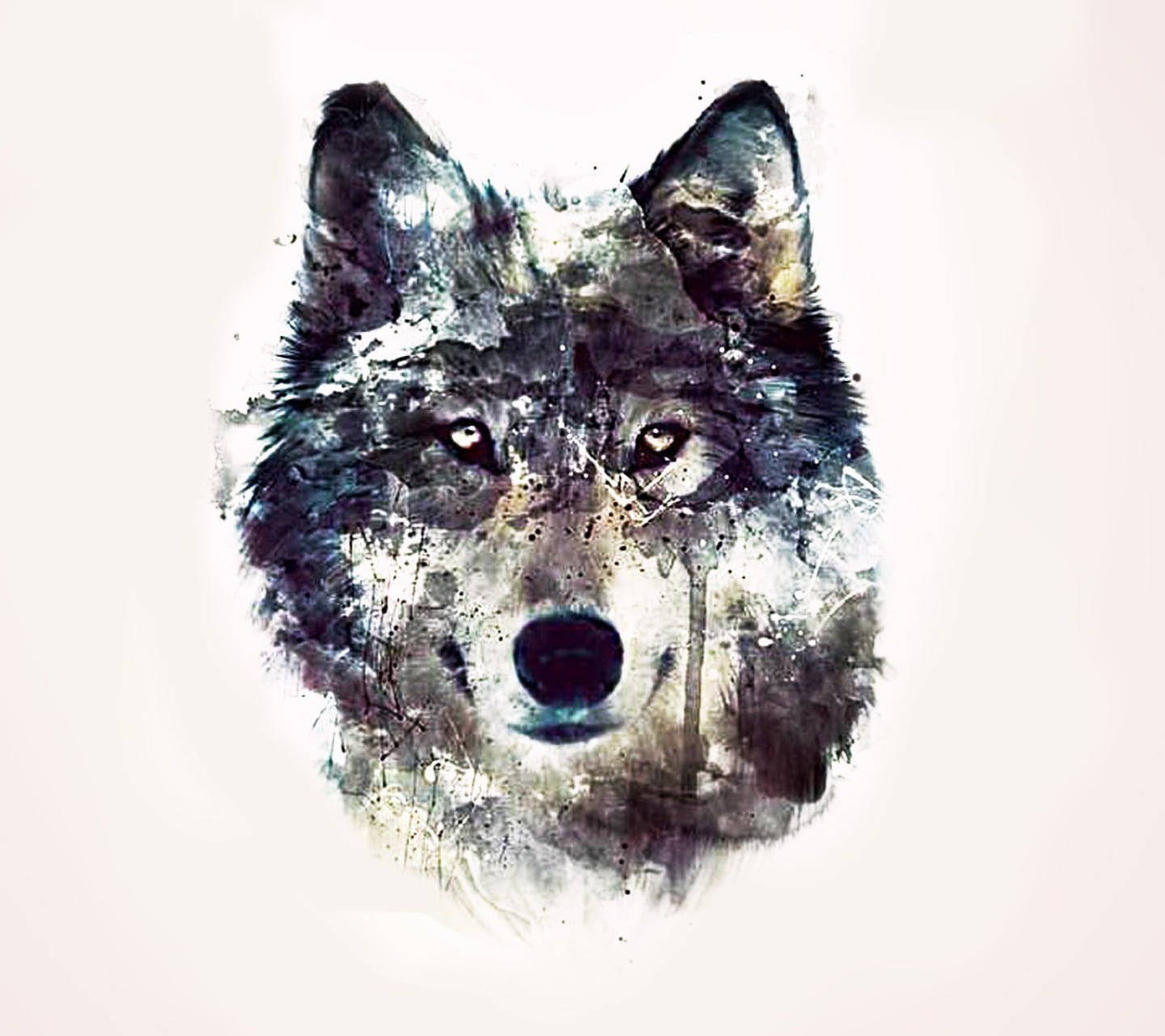 Anime Wolf Painting With Blue Streaks White Aesthetic Wallpaper