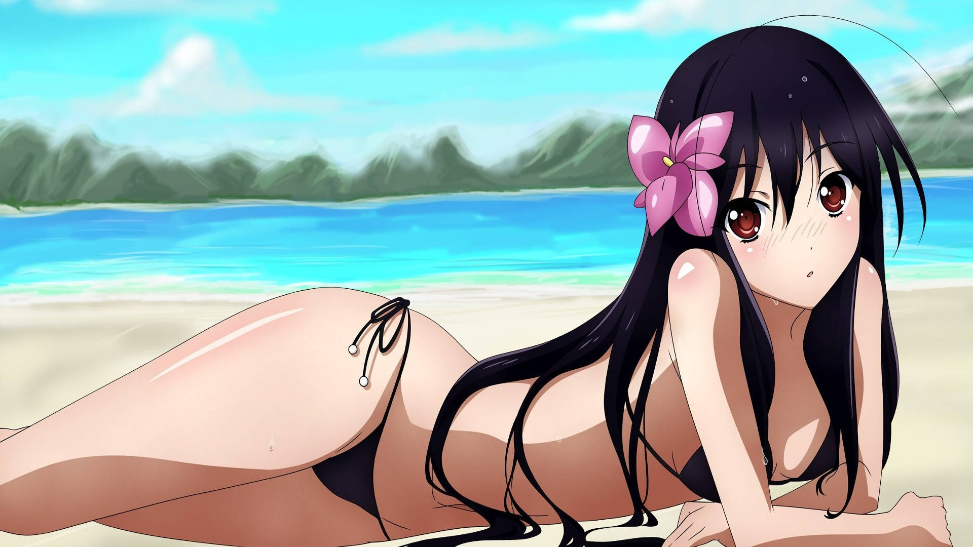 Download Anime Woman Bikini At Beach Wallpaper 