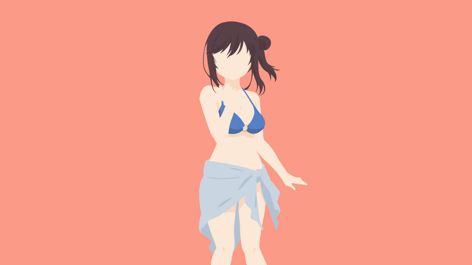 Animekvinna I Bikini Som Vector-art. Wallpaper