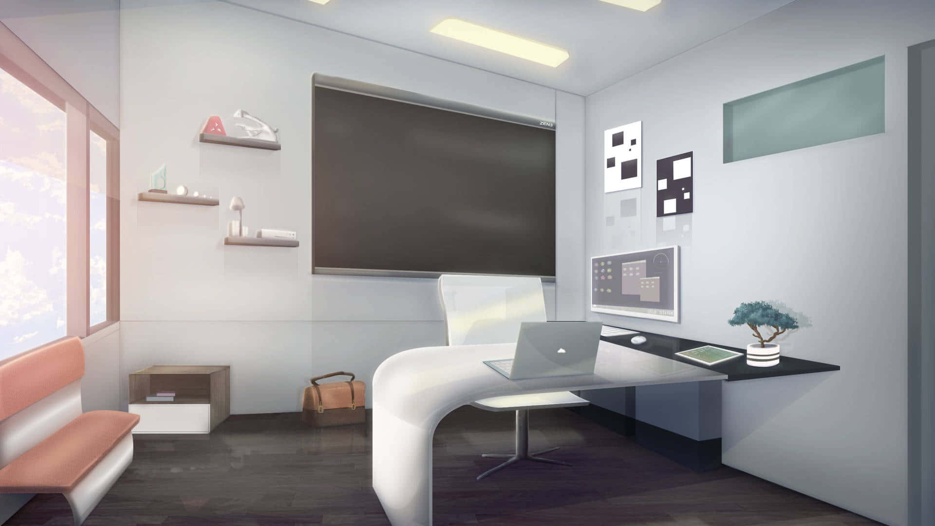 A simple room with a desk-anime background - Stock Illustration [102861034]  - PIXTA