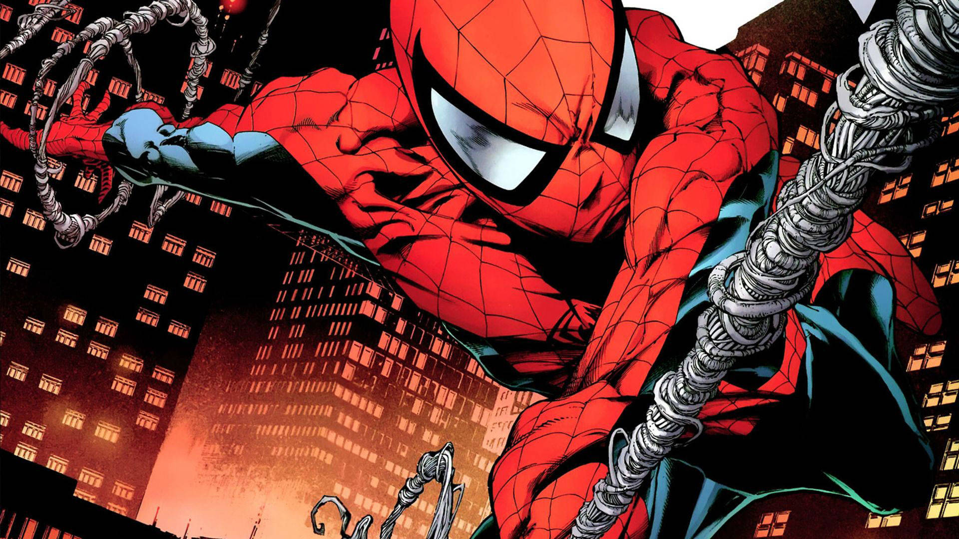 Animeret Tegneserie Spider-man Mid-jump Wallpaper