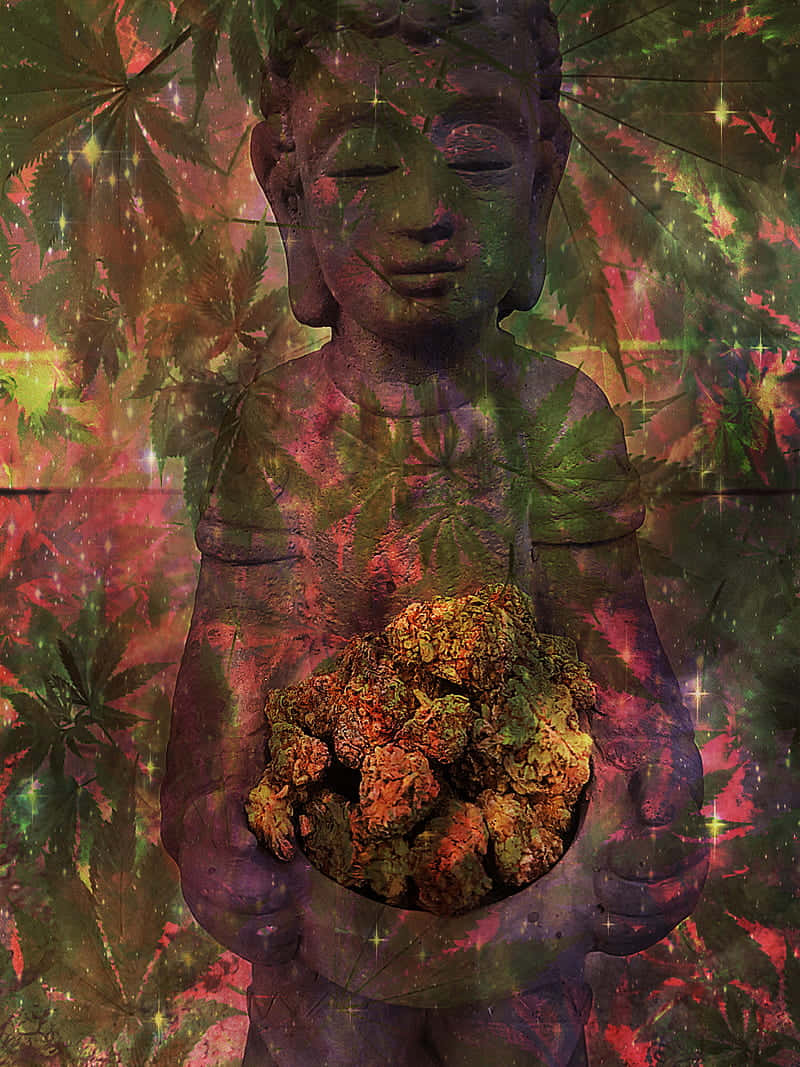 Statuaanito Bocciolo Di Cannabis Sfondo