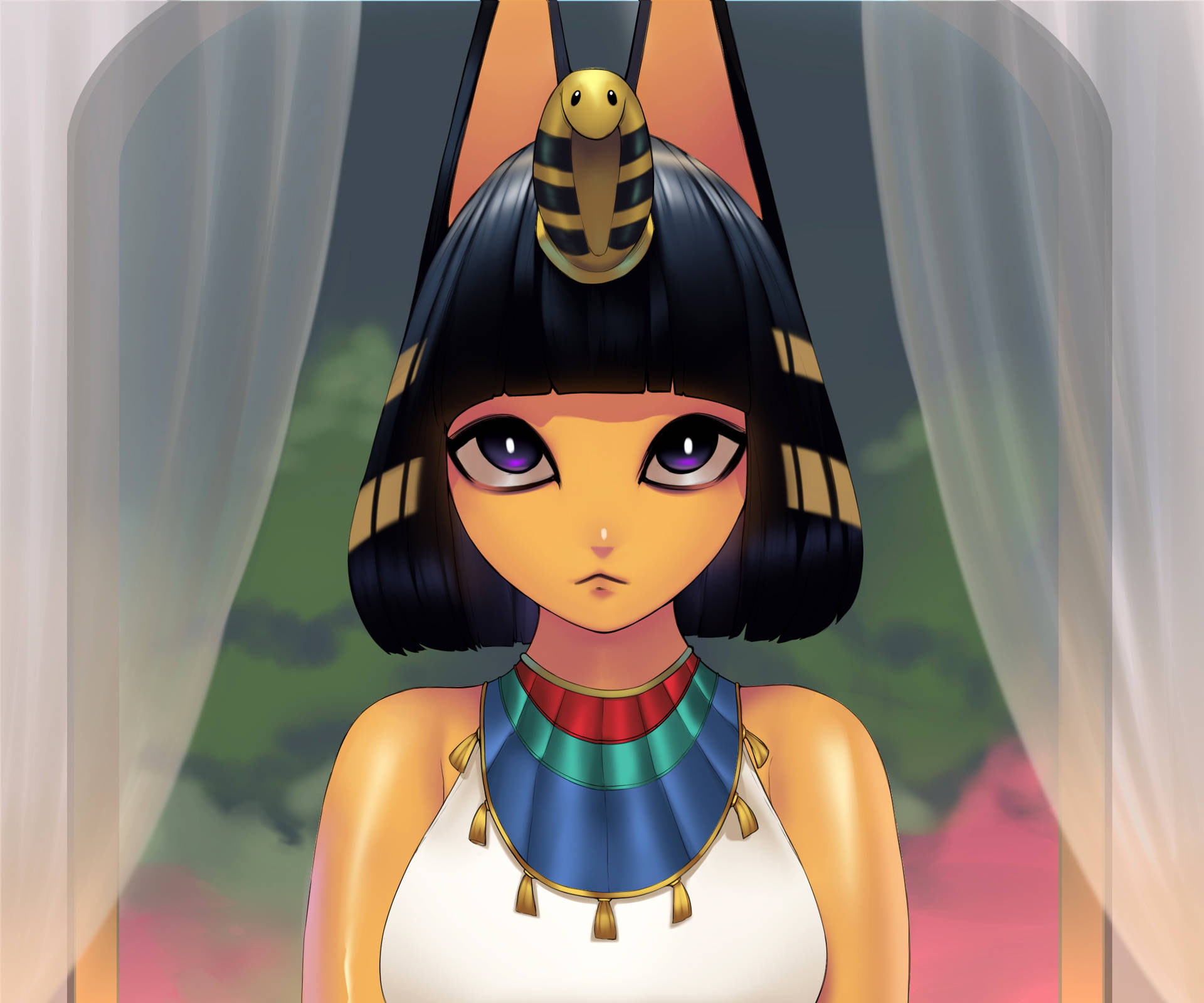 Ankha, den elskede Animal Crossing-karakter, genskabt som en magtfuld egyptisk dronning. Wallpaper
