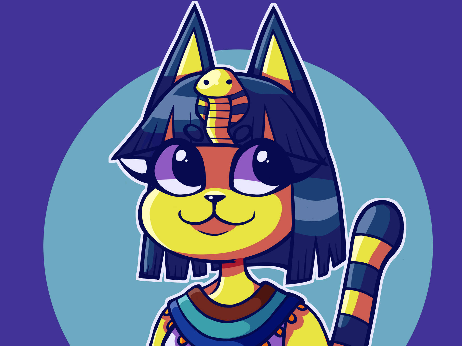Excited Egyptian Ankha Animal Crossing Wallpaper