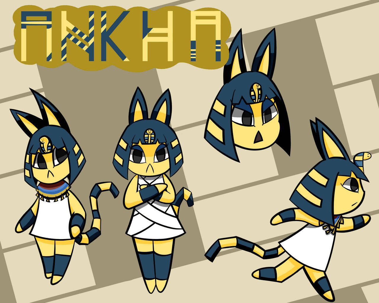 Ankha Animal Crossing With Different Actions Wallpaper