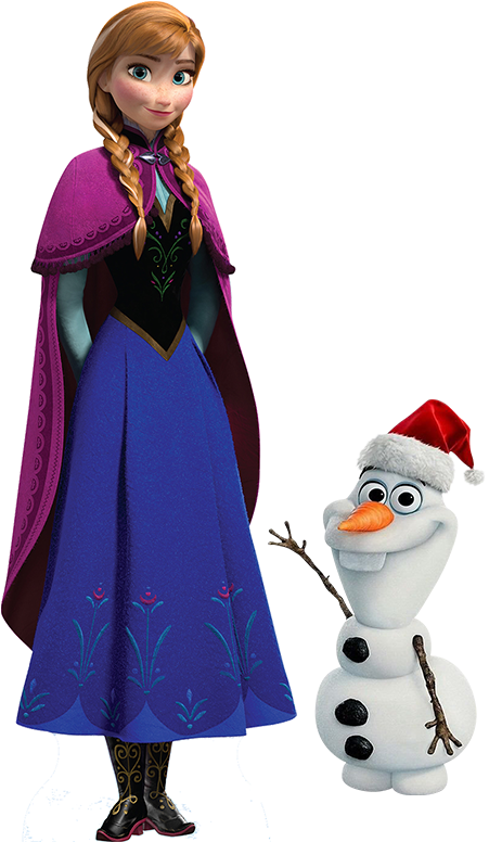 Annaand Snowman Holiday Theme PNG