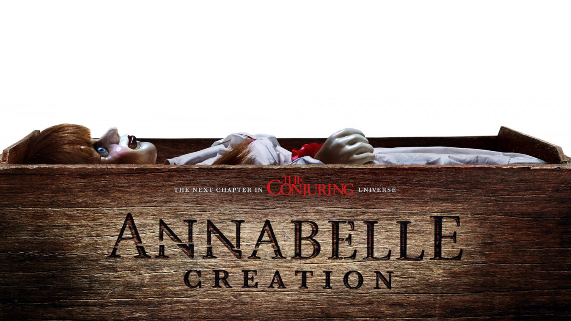 Annabelle On Wooden Box Background