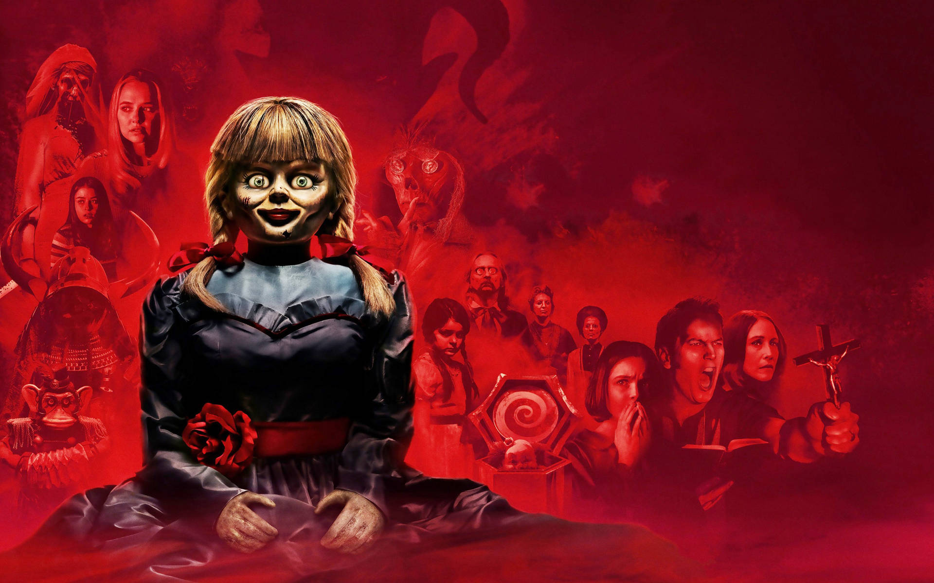 Annabelle Red Cartoon Poster Background