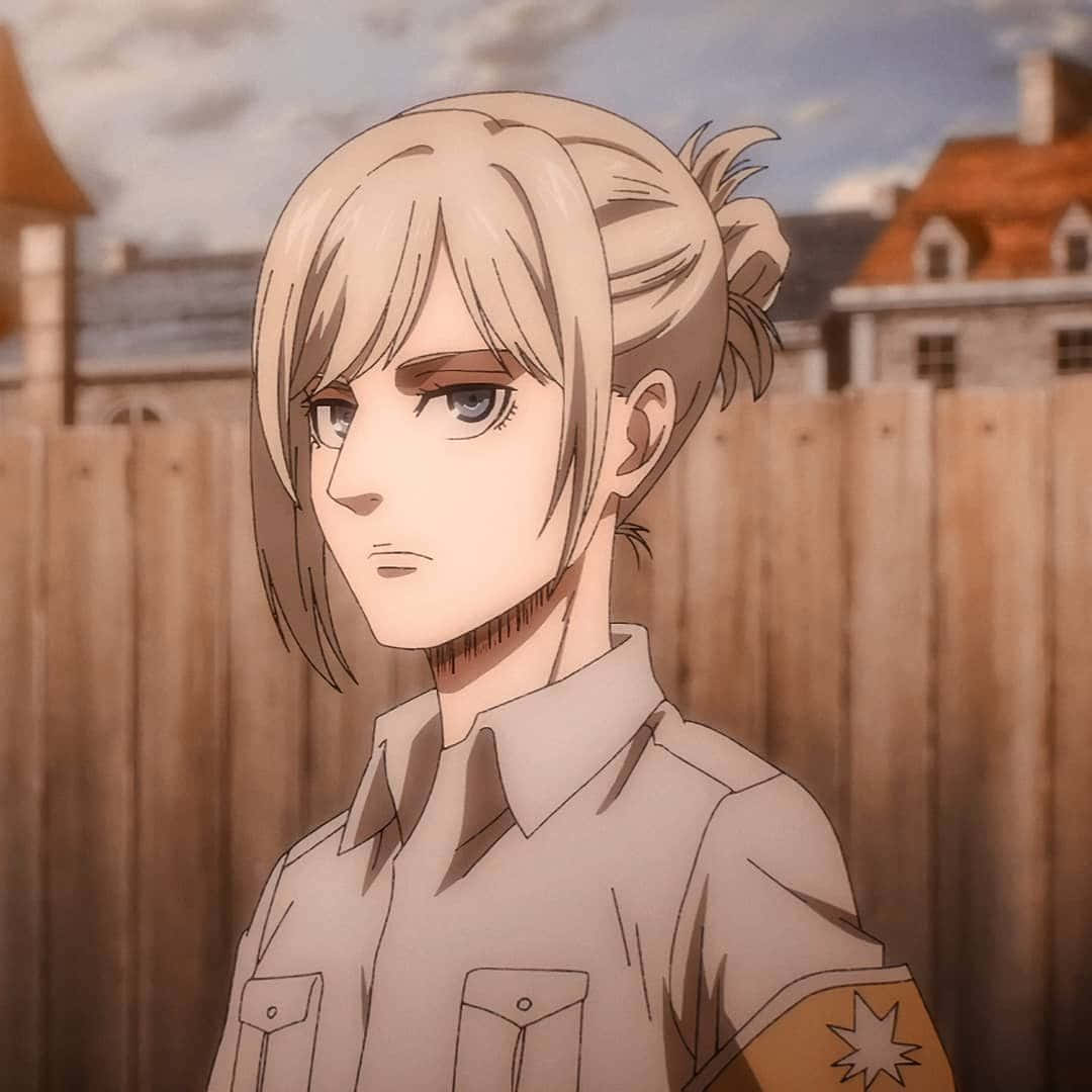 Here stands Annie Leonhart, an iconic character from the popular manga and anime "Attack on Titan" Wallpaper