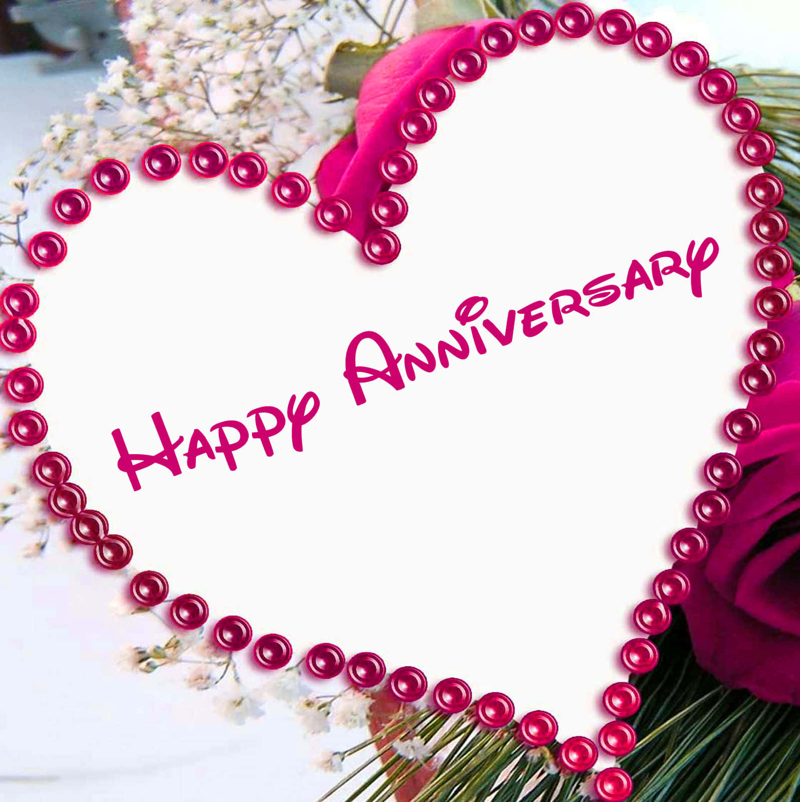 Anniversary Cake Designed With Pink Pearls Wallpaper