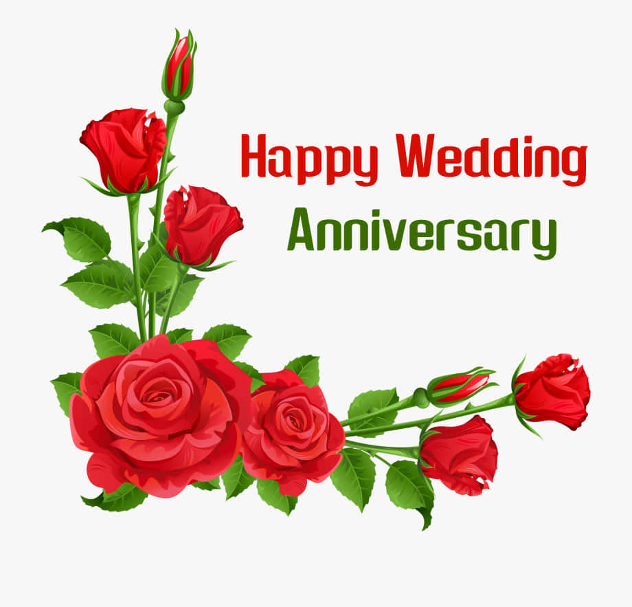 Anniversary Designed With Red Roses Wallpaper