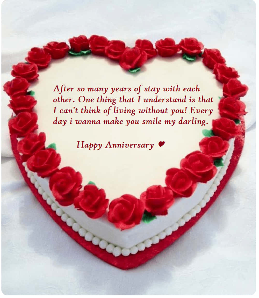 Anniversary Heart-shaped Cake Wallpaper