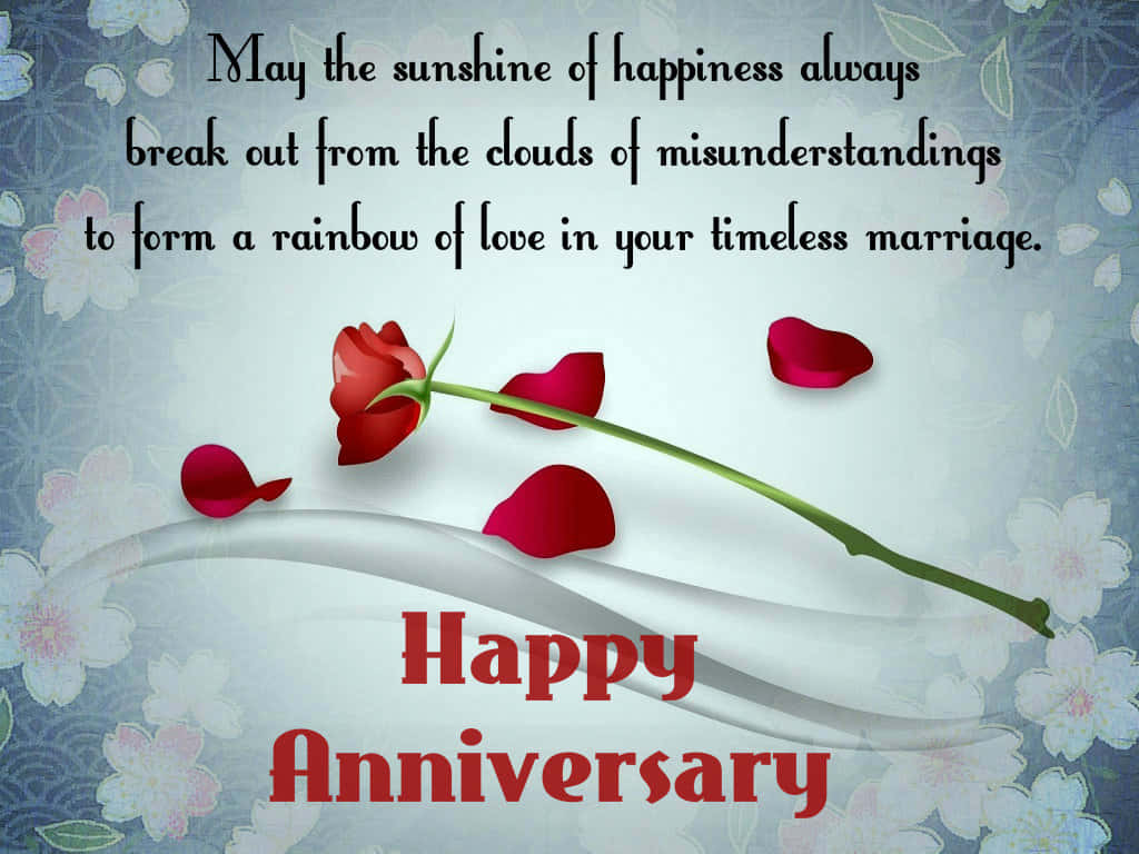 Anniversary Message With Rose Petals Wallpaper