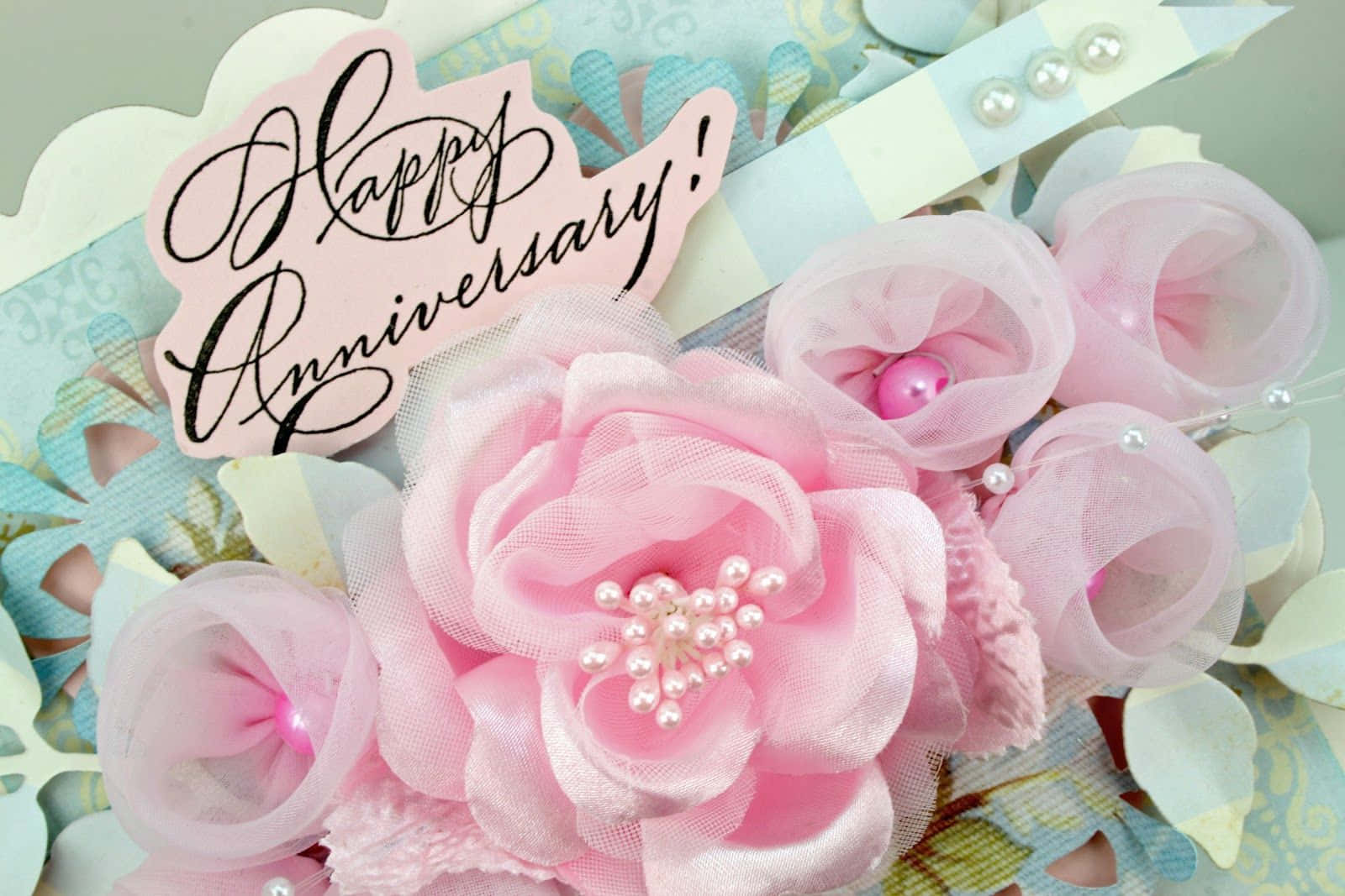 Happy Anniversary Pink Crafted Roses Picture