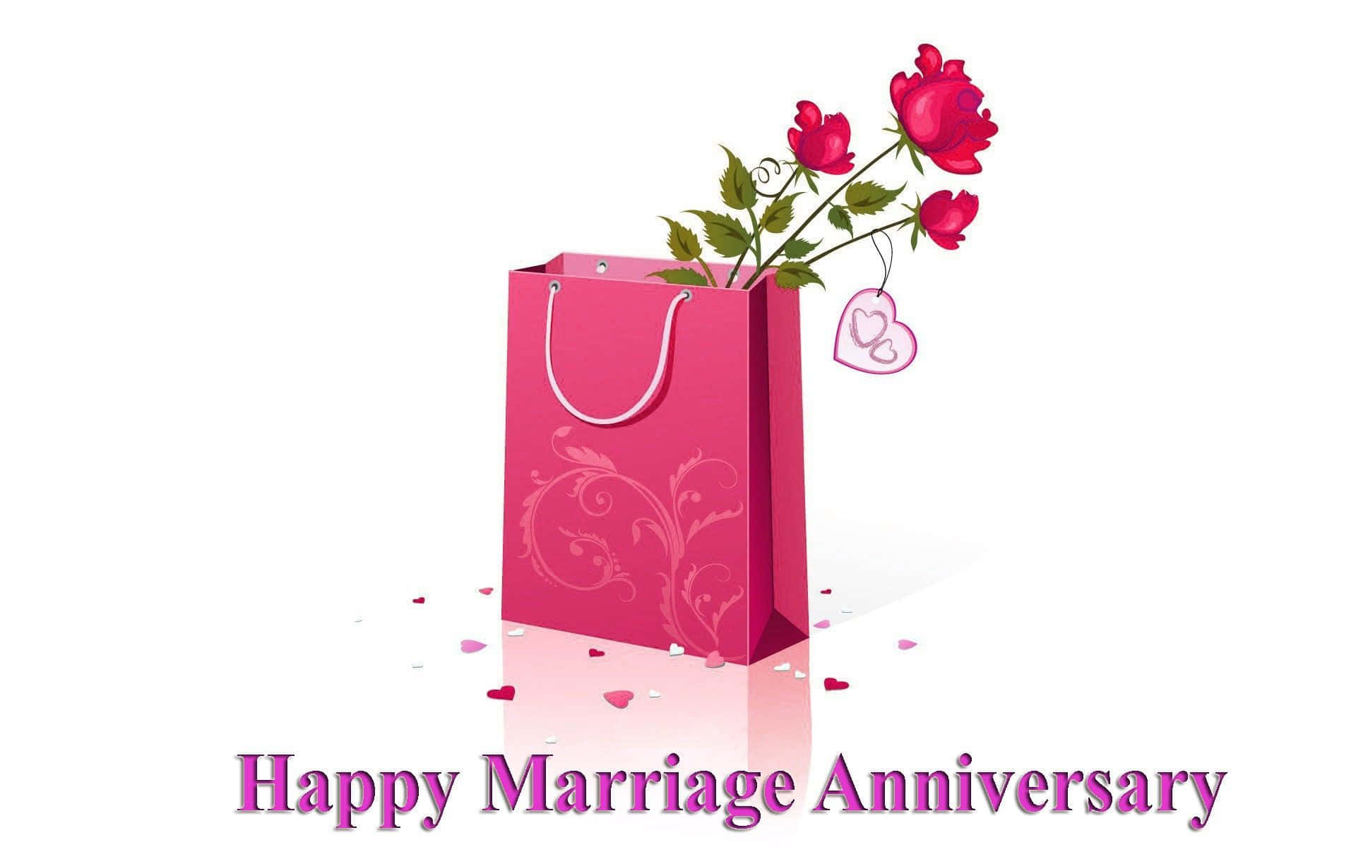 Aniversariode Matrimonio Feliz Imagen De Bolsa De Papel Con Rosa
