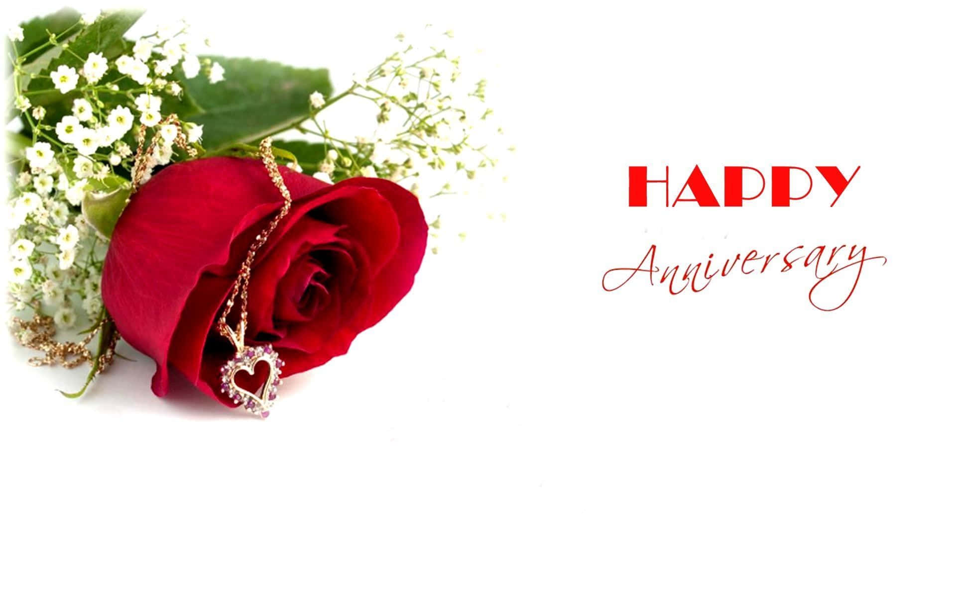 Roterosen Halskette - Bild Für Den Glücklichen Jahrestag