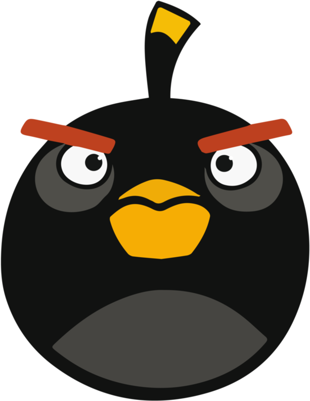 Annoyed Black Bird Cartoon Character PNG