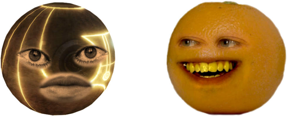 Annoyed Orangeand Frowning Face Balls PNG