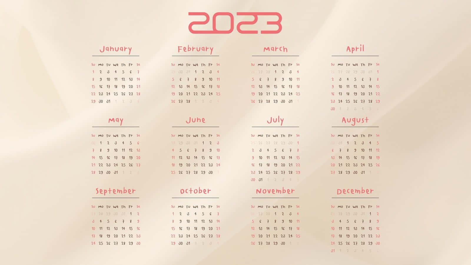 Annual 2023 Calendar Wallpaper