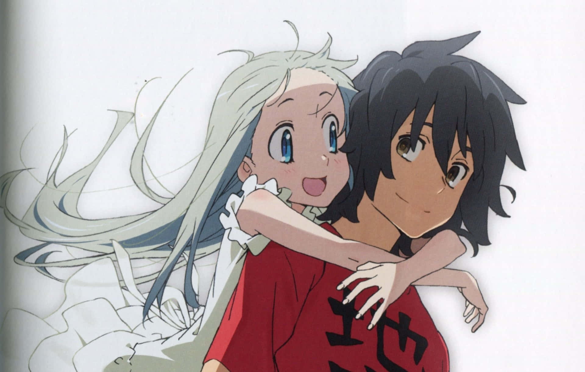 Anohana Personages Omhelzen Achtergrond