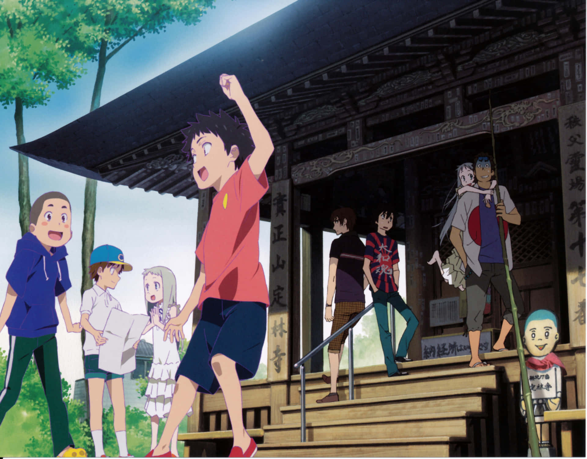 The Anohana characters gather to reminisce their childhood memories