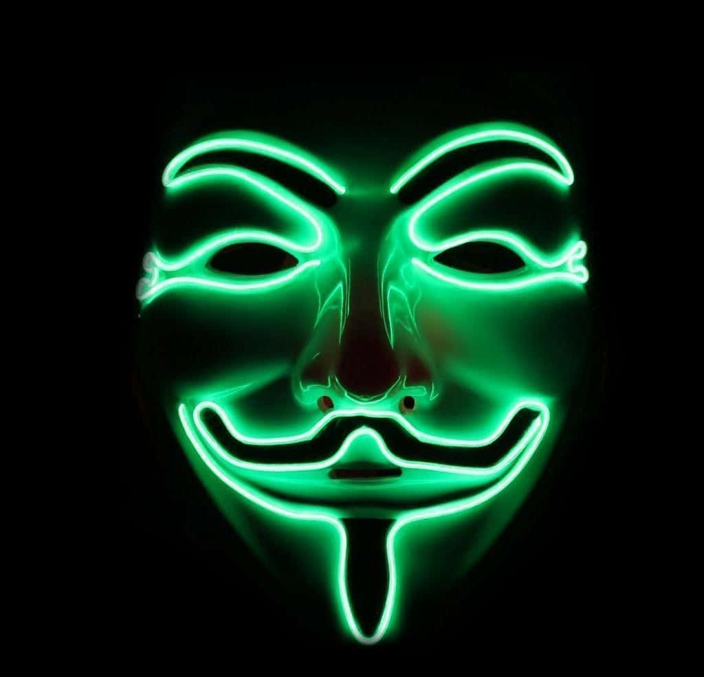 A Green V For Vendetta Mask With A Black Background