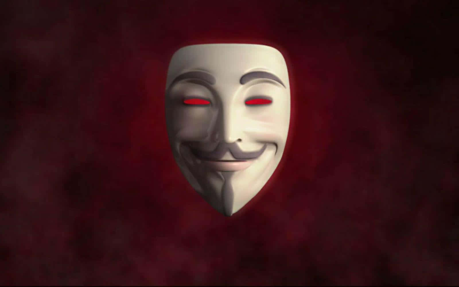 Eineweiße Maske Mit Roten Augen Auf Einem Roten Hintergrund
